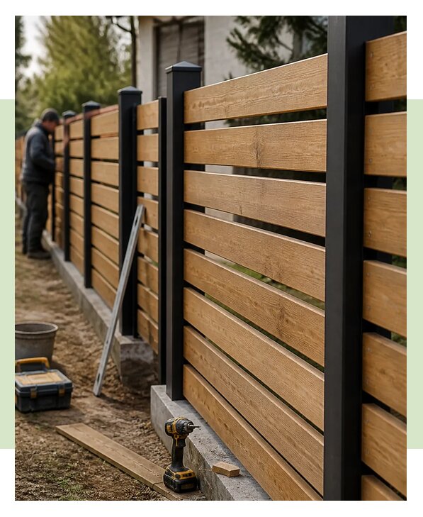 Монтаж горизонтального деревянного забора из дерева в Туле